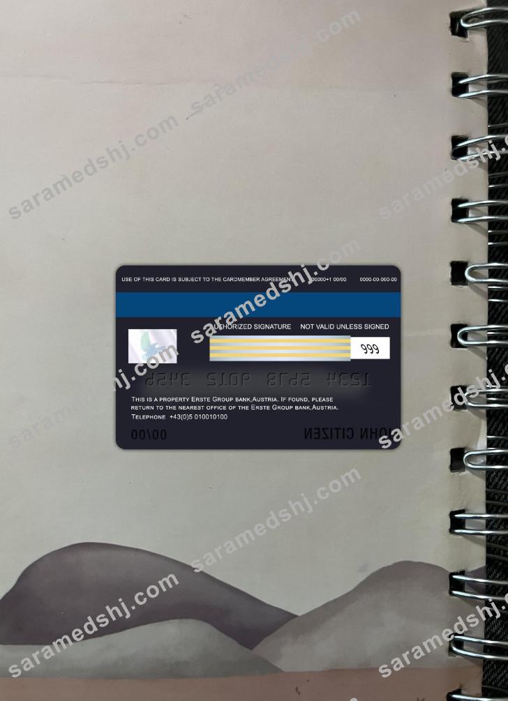 Austria Erste group bank visa card photolook back
